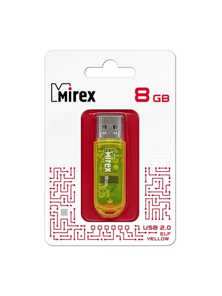 Флеш накопитель Mirex 13600-FMUYEL08 8GB,Elf,USB 2.0,желтый 13600-FMUYEL08 13600-FMUYEL08