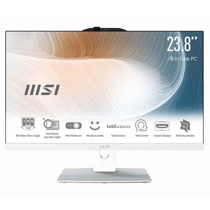Моноблок MSI Modern AM242TP 12M-062XRU 23.8" Full HD Touch i7 1260P (4.7) 16Gb SSD512Gb Iris Xe noOS GbitEth WiFi BT 120W Cam белый 1920x1080 9S6-AE0712-062 9S6-AE0712-062