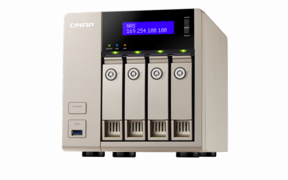 Сетевой RAID-накопитель QNAP 4 отсека для HDD, HDMI-порт. Четырехъядерный AMD 2,4 ГГц, 4 ГБ. TVS-463-4G TVS-463-4G