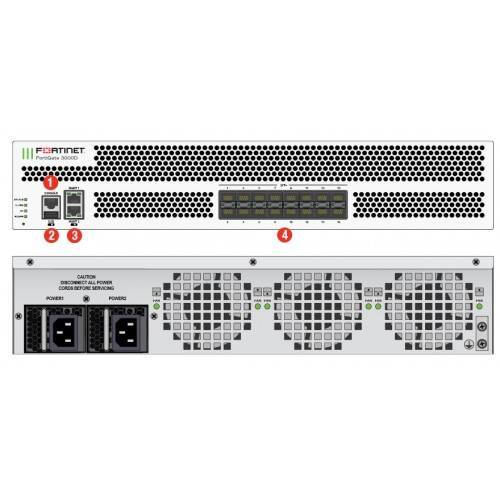 Межсетевой экран Fortinet FortiGate-3000D 16 x 10GE SFP+ slots, 2 x GE RJ45 Management, SPU NP6 and CP8 hardware accelerated, 480GB SSD onboard storage, and dual AC power supplies FG-3000D FG-3000D