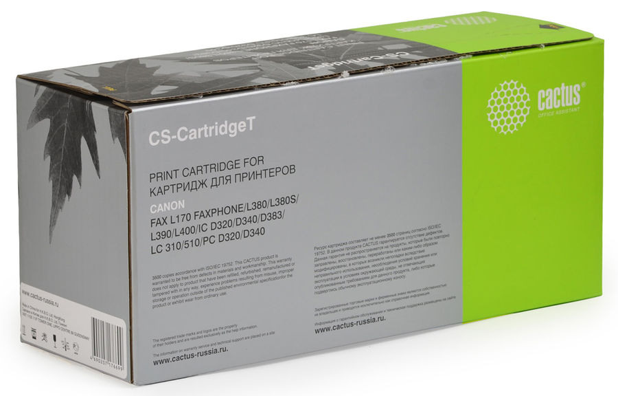Тонер-картридж Cactus CS-CartridgeT черный для Canon L170/L380/L380S/L390/L400/IC D320/D340/D383/LC CS-CARTRIDGET CS-CARTRIDGET