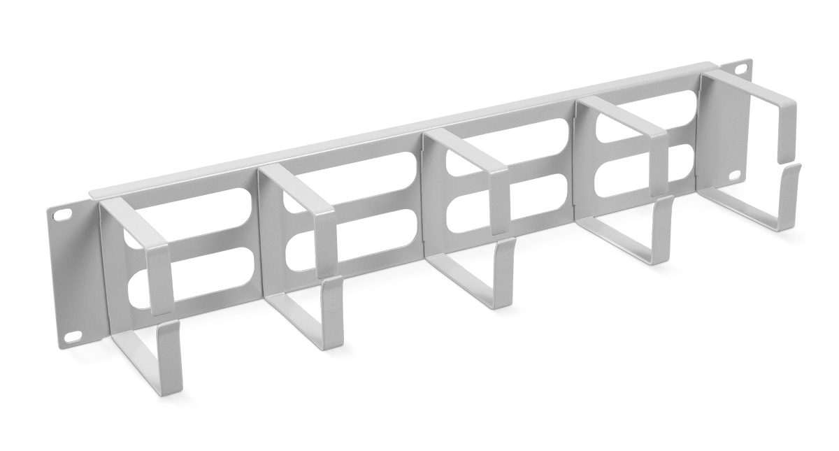 Cabeus JB08-2U-GY Кабельный органайзер горизонтальный 19" 2U, 5 колец, металлический, цвет серый (RAL7035) JB08-2U-GY