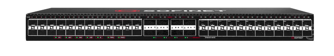 Коммутатор Sofinet  L3, 48х10/25Gb, 8x40/100Gb, SFP28, QSFP28, 2 БП SFN8500-48Y8C SFN8500-48Y8C