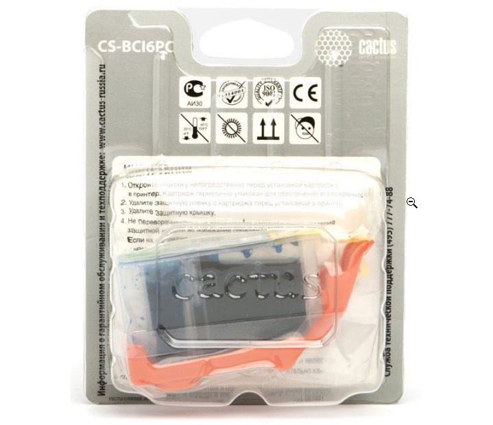 Картридж Cactus струйный CS-BCI6PC светло-голубой для Canon BJC-8200; PIXMA MP750/ MP760/ MP780/ iP4 CS-BCI6PC CS-BCI6PC