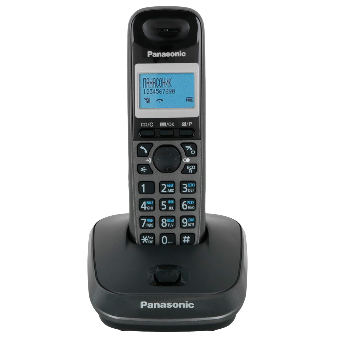 Телефон DECT Panasonic АОН, дисплей, подсветка дисплея,часы, 50 ном., полифония, спикерфон, тёмно-серый KX-TG2511RUT KX-TG2511RUT