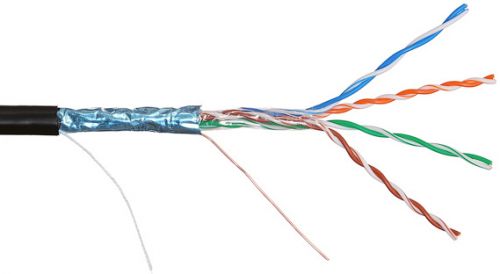Кабель NIKOLAN F/UTP 4 пары, Кат.5e (Класс D), тест ISO/IEC, 100МГц, 24AWG (0,50мм), внеш, PE до -60С, черный, 305м NKL 4700B-BK NKL 4700B-BK