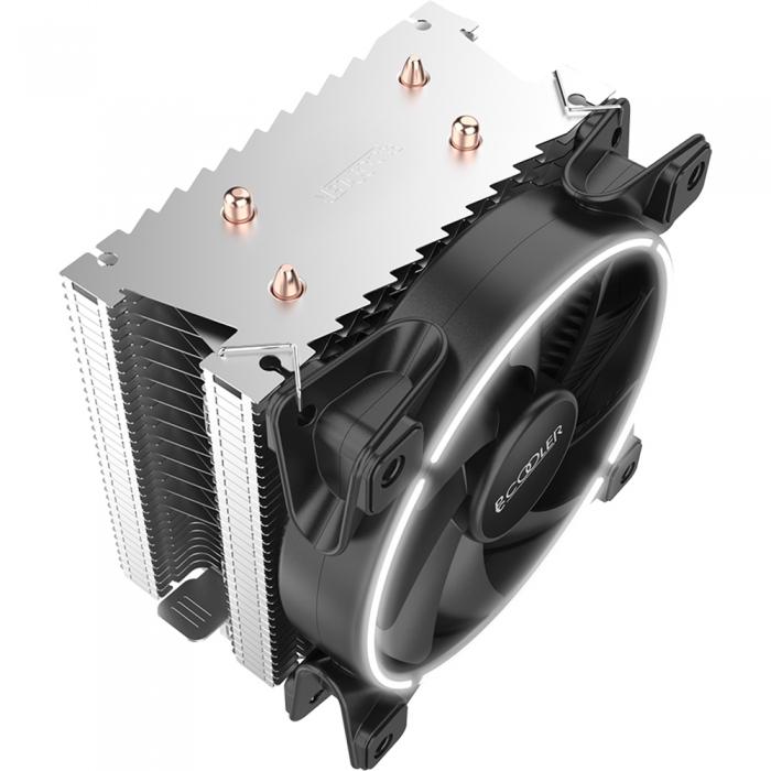 Вентилятор PCCooler S775/115X/AM2/AM3/AM4 (TDP 105W, вент-р 120мм с PWM, 2 тепловые трубки 6мм, белая LED подсветка, 1000-1800RPM, 26.5dBa) GI-X2 GI-X2