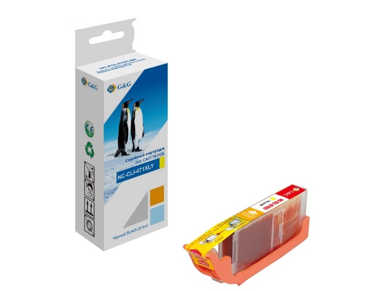 Картридж G&G струйный желтый для Canon Pixma  MG5740/6840/7740 10,8ml NC-CLI471XLY NC-CLI471XLY