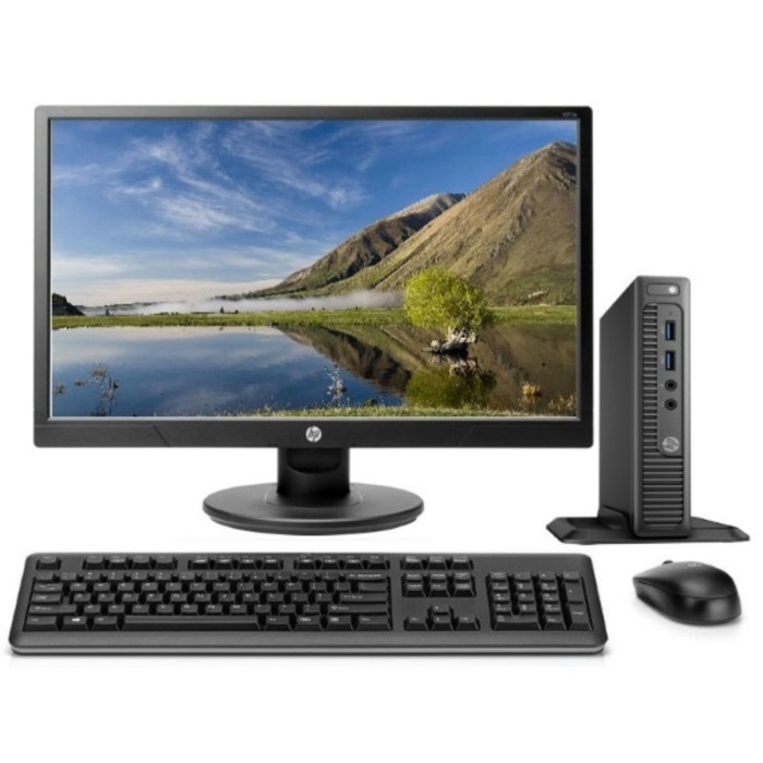 Персональный компьютер HP 260 G2 Mini, Pentium 4405U, 4Gb, 500Gb, Wi-Fi, Bluetooth, Kb + M, Win 10, Черный + Монитор HP V214a 3KU78ES 3KU78ES