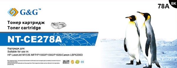 Тонер-картридж G&G для НР LaserJet P1560/1566/1606 M1536 Canon LBP-6200 (2100 стр) NT-CE278A NT-CE278A