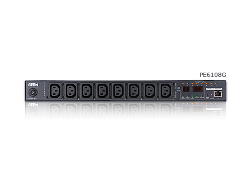 Распределить питания ATEN NRGence PDU, Switched, 1U, 10A/230V, Output: (8) C13, Input: C14 PE6108G-AX-G PE6108G-AX-G