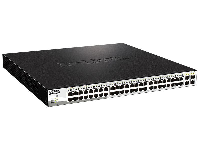 Коммутатор D-Link L2 Smart Switch with 48 10/100/1000Base-T ports and 4 1000Base-X SFP ports (48 PoE ports 802.3af/802.3at (30 W), PoE Budget 740 W) DGS-1210-52MPP/E1A DGS-1210-52MPP/E1A