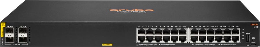 Коммутатор HPE Aruba 6100 24G Class4 PoE 4SFP+ 370W Switch JL677A JL677A #2