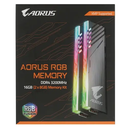 Модуль памяти Gigabyte 16GB DDR4 3200 DIMM Aorus RGB Silver Gaming Memory 2 pack Non-ECC, CL16, 1.35V, Kit (2x8GB), RTL  (804855) GP-AR32C16S8K2HU416R GP-AR32C16S8K2HU416R