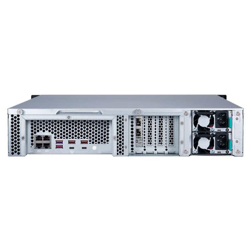 Сетевой RAID-накопитель QNAP 8-tray w/o HDD, Quad-core 64-bit AMD 2.0GHz, 4GB DDR3L (1x4GB ) up to 16GB (2x8GB ),1x 10G RJ45, 4x1GbE LAN, 2U Rackmount, 1x250W PSU.  W/o rail kit RAIL-B02 TS-863XU-4G TS-863XU-4G
