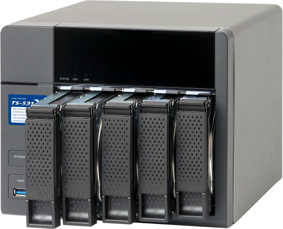 Сетевой RAID-накопитель QNAP 5 отсеков для HDD. Четырехъядерный Labs Alpine AL-314 4-core 1,4 ГГц TS-531X-2G TS-531X-2G