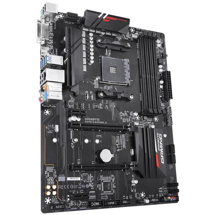 Материнская плата Gigabyte B450 GAMING X Socket AM4, AMD B450, 4xDDR4-2933, DVI-D+HDMI, 2xPCI-Ex16, 2xPCI-Ex1, 6xSATA3(RAID 0/1/10), 1xM.2, 8 Ch Audio B450 GAMING X B450 GAMING X