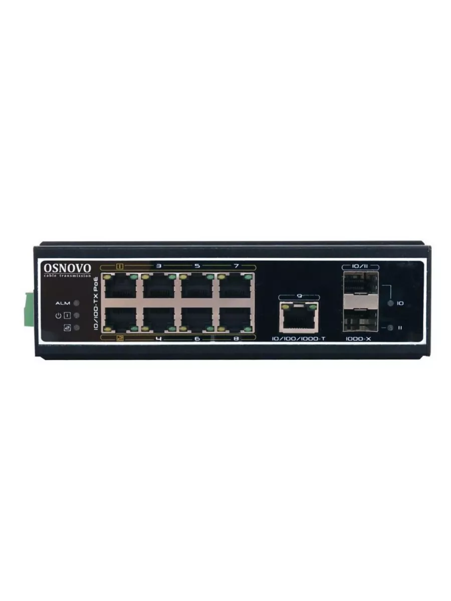 Коммутатор Osnovo 8x100Mb 1G 2SFP 300W SW-60812/I SW-60812/I