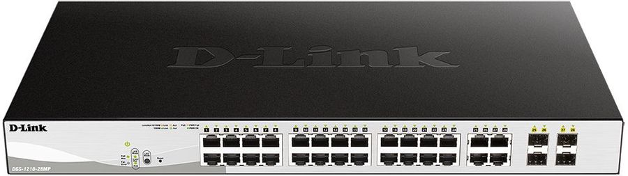 Коммутатор D-Link L2 Smart Switch with 24 10/100/1000Base-T ports and 4 1000Base-T/SFP combo-ports DGS-1210-28/F2A DGS-1210-28/F2A