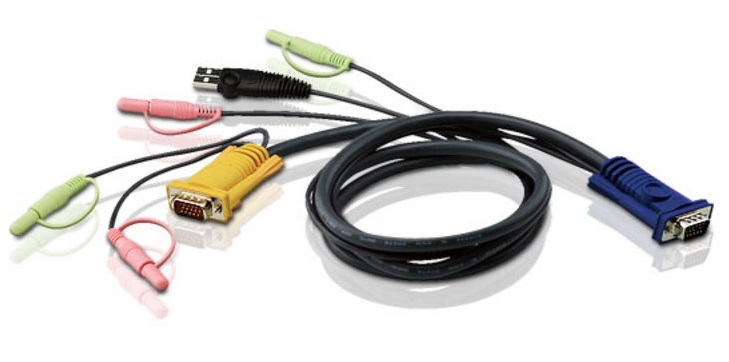 Кабель ATEN KVM USB+аудио, SPHD15+2xRCA=>HD DB15+USB A-Тип+2xRCA, Male, 8+4+2x2 проводов, опрессованный, 1.2 м. 2L-5301U 2L-5301U