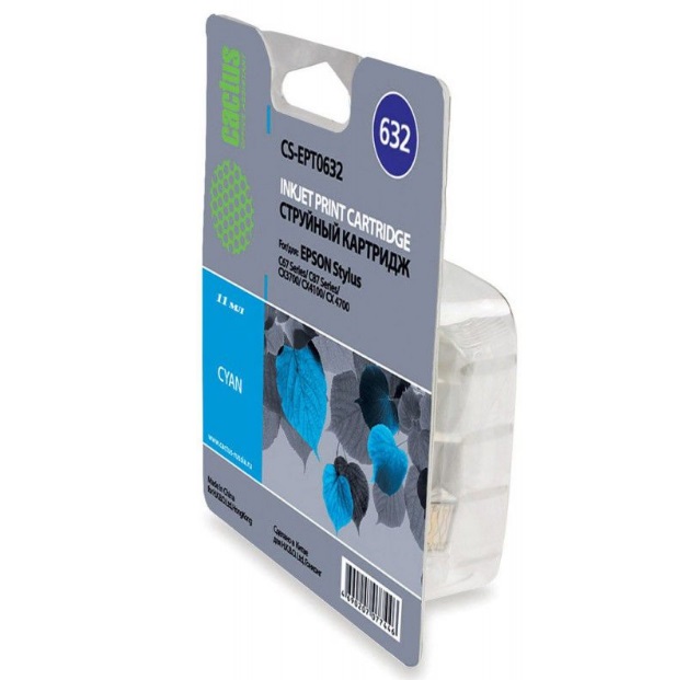 Картридж Cactus струйный CS-EPT0632 голубой для Epson Stylus C67/C87/CX3700/CX4100/CX4700 (10мл) CS-EPT0632 CS-EPT0632