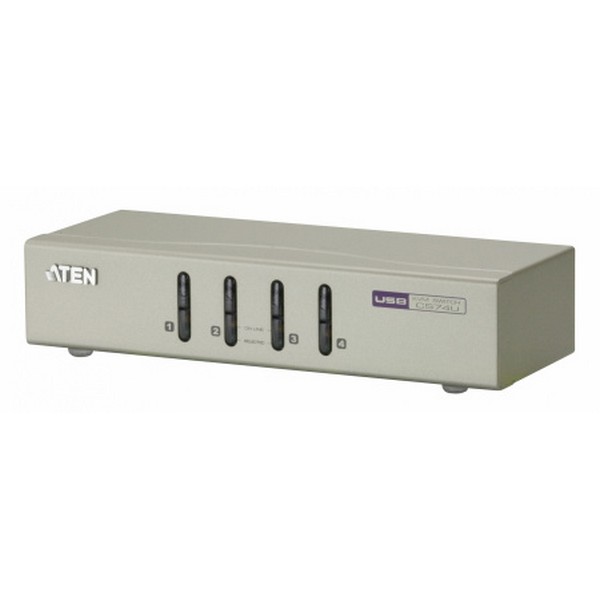 KVM-переключатель ATEN VGA/SVGA+KBD+MOUSE, 1> 4 блока/порта/port USB, c KVM-шнурами USB 2х1,2+2х1,8 м,, (KVM=монитор+клав,+мышь;DDC2B;CAS431;DKVM-4) CS74U-A7 CS74U-A7