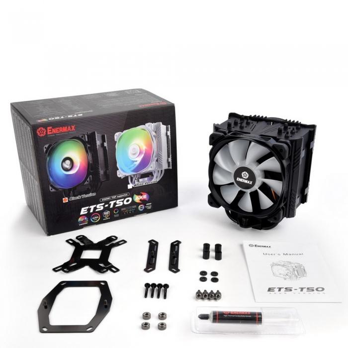 Вентилятор Enermax Universal, TDP 230W, 500~1600 RPM, 23.81~71.32CFM, 14~24dB(A), BLACK, ARGB, RTL ETS-T50A-BK-ARGB ETS-T50A-BK-ARGB