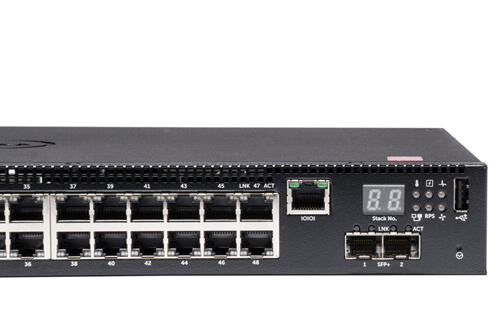 Коммутатор Dell EMC N2048, 48x1GbE, 2x10GbE SFP+ fixed ports, Stackable, no Stacking Cable, air flow from ports to PSU, PDU, 3YPSNBD N2048-ABNX-01 N2048-ABNX-01
