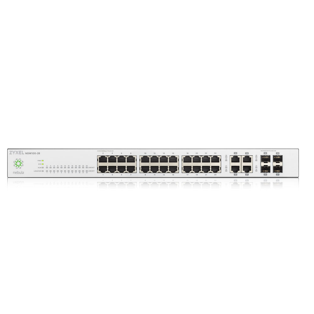 Коммутатор ZYXEL Nebula NSW100-28 с упралением в облаке, 24xGE, 4xCombo (SFP/RJ-45) NSW100-28-EU0101F NSW100-28-EU0101F