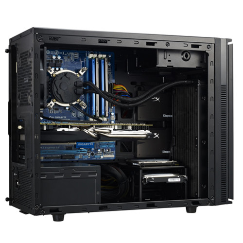 Копус Cooler Master Silencio 352 () без БП, microATX, Mini-ITX, полностью черный, с шумозащитой, 200x378x453 мм, 4.7 кг, 1x5.25"(внешн.), 1x3.5"(внешн.) и 2x3.5"(внутр.), 4х2.5"(внутр.), USB 3.0 x 2 SIL-352M-KKN1 SIL-352M-KKN1