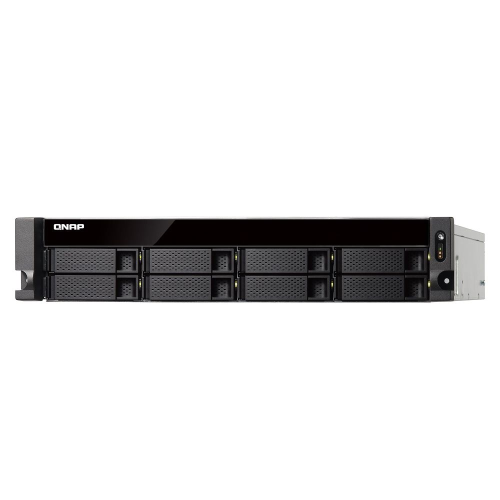 Сетевой RAID-накопитель QNAP 8 HDD trays, 2x 10 GbE SFP+, 2 x M.2 slots SSD, rackmount, 1 PSU. 4-core AMD RX-421ND 2,1 GHz (up to 3,4 GHz ), 4 GB. RAM (2*2 GB) up to 64GB (4*16 GB). W/o rail kit RAIL-B02 TS-873U-4G TS-873U-4G