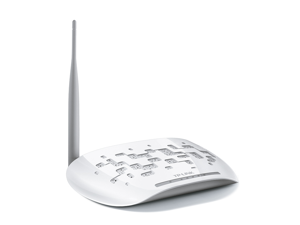 Маршрутизатор TP-Link 150n, с модемом ADSL2+, Annex A, 802.11b/g/n, 1*RJ11, 1*10/100, 1*5 дБи антенна, ADSL-сплиттер TD-W8151N TD-W8151N