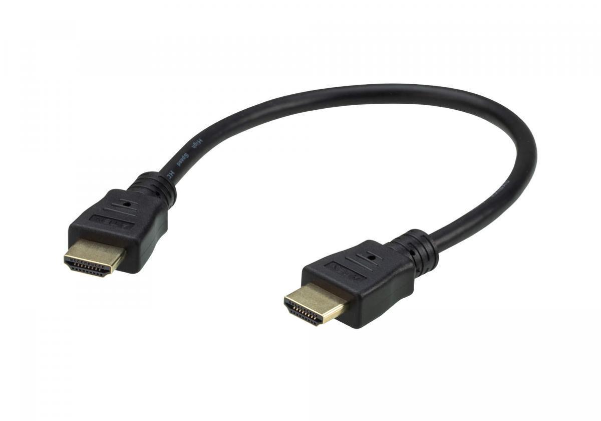 Кабель ATEN мониторный/сигнальный, HDMI, HDMI  High Speed, Male-Male, опрессованный/литой,   0,3 метр черный, 2L-7DA3H 2L-7DA3H