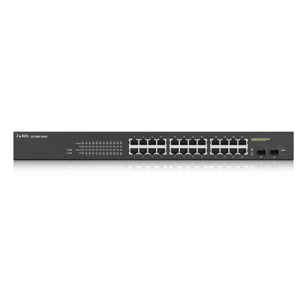 Коммутатор ZYXEL интеллектуальный 24 High PoE Gigabit Ethernet и 2 SFP-слота GS1900-24HP-EU0101F GS1900-24HP-EU0101F