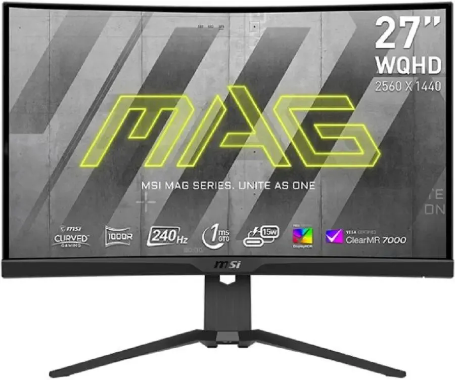 Монитор MSI MAG 275CQRXF 27" черный VA LED 1ms 16:9 HDMI полуматовая HAS 300cd 178гр/178гр 2560x1440 240Hz FreeSync DP WQ USB 9S6-3CD54T-005 9S6-3CD54T-005