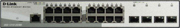 Коммутатор D-Link L2 Managed Switch with 16 10/100/1000Base-T ports and 4 1000Base-X SFP ports, С UPS DGS-1210-20/ME/UPS DGS-1210-20/ME/UPS