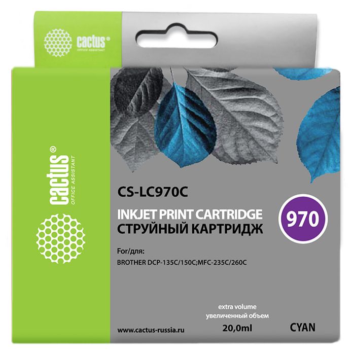 Картридж Cactus струйный CS-LC970C голубой для Brother DCP-135C/150C/MFC-235C/260C (20мл) CS-LC970C CS-LC970C