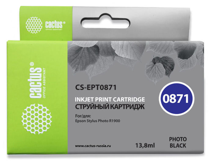 Картридж Cactus струйный CS-EPT0871 черный для Epson Stylus Photo R1900 (13.8мл) CS-EPT0871 CS-EPT0871