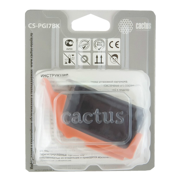 Картридж Cactus струйный CS-PGI7BK черный для Canon Pixma MX7600/iX7000 (24мл) CS-PGI7BK CS-PGI7BK