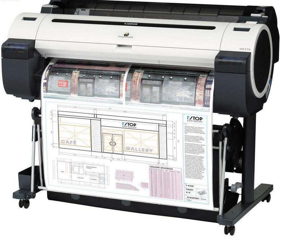 Плоттер Canon iPF770 36"/914mm, 5 colors(макс.объём-130мл), 2400x1200dpi, 256Mb, GARO, HP-GL/2, HP RTL, полистовая подача, фронтальная загрузка рулона, USB/LAN, БЕЗ СТЕНДА 9856B056 9856B056