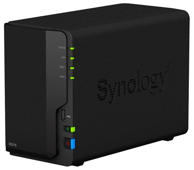СХД Synology DS218 Realtek RTD1296 4C 1.4GHz,2GB DDR4,2*2.5"/3.5" SATA HDD/SSD,1GbE,2*USB3.2,1*USB2.0,iSCSI,2xIPcam(upto 20),1xPS DS218 DS218