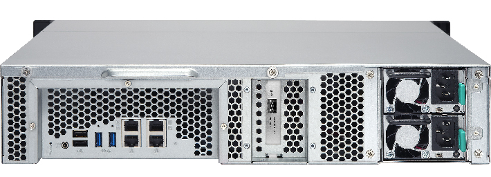 Сетевой RAID-накопитель QNAP 8 отсеков для HDD, 19" Четырехъядерный AMD 2,0 ГГц, 4ГБ. Направляющие в комплект не входят. TS-863U-4G TS-863U-4G