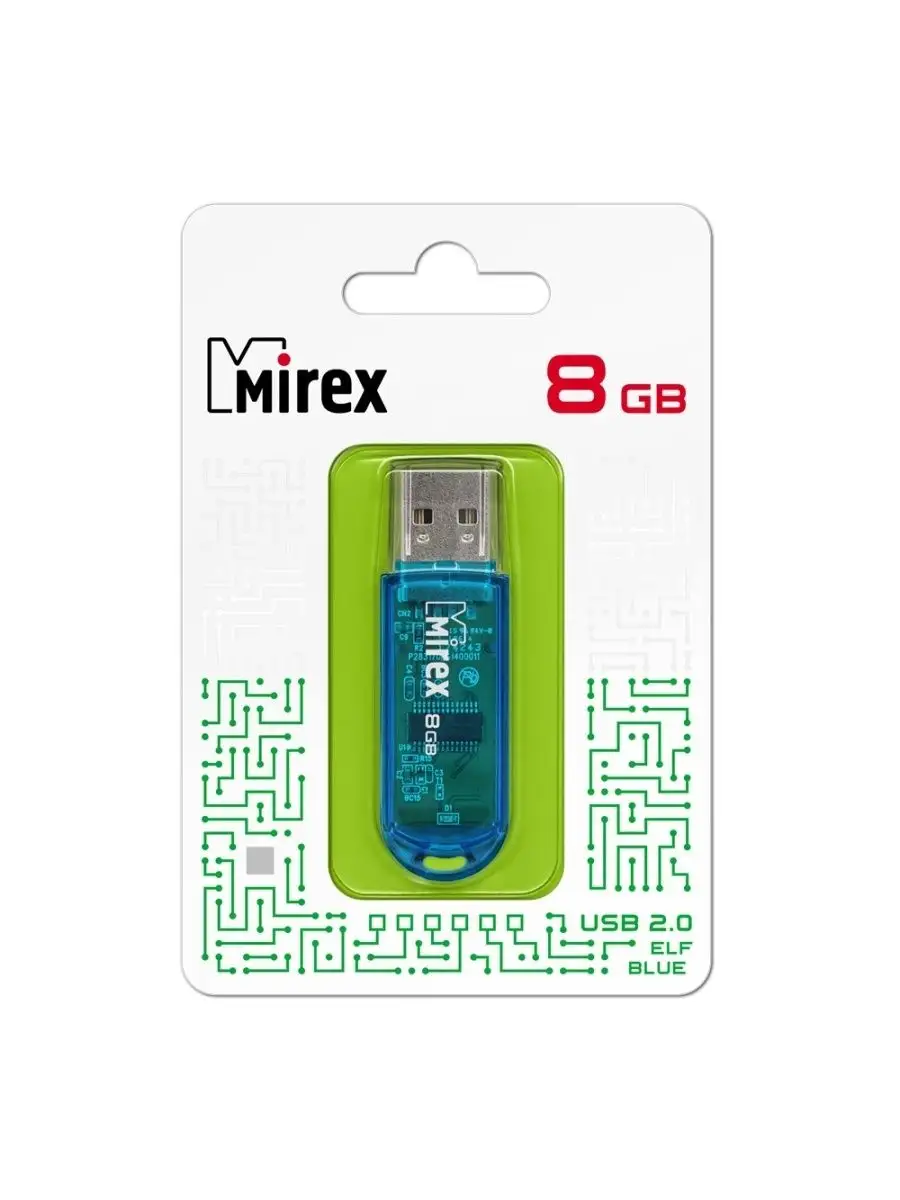 Флеш накопитель Mirex 13600-FMUBLE08 8GB,Elf,USB 2.0,синий 13600-FMUBLE08 13600-FMUBLE08