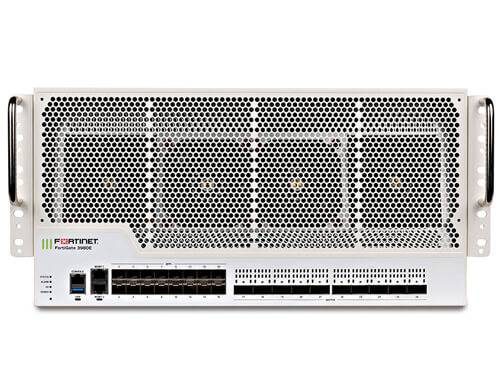 Межсетевой экран Fortinet FortiGate-3980E-DC 10x 100GE QSFP28 slots and 16x 10GE SFP+ slots, 2 x GE RJ45 Management Ports, SPU NP6 and CP9 hardware accelerated, and 3 DC power supplies FG-3980E-DC FG-3980E-DC