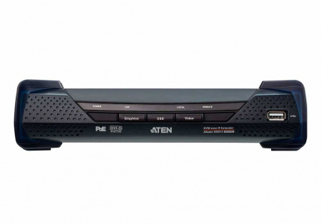 Удлинитель-передатчик ATEN KVM USB DVI-D+AUDIO+RS232, 100м, UTP/10км, SM точка-точка/неогранич, в пределах LAN, 1xUTP/2xОптич,волокна SFP(LC);GbE (TCP/IP;IGMP), DVI-D+4xUSB A-тип+2xMINI JACK+DB9,,, PoE, (макс,разр,2560х2048) KE6912R-AX KE6912R-AX