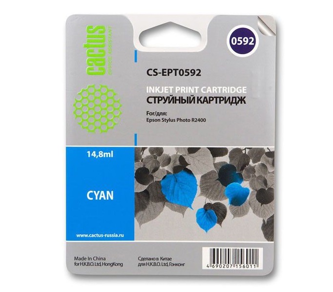 Картридж Cactus струйный CS-EPT0592 голубой для Epson Stylus Photo R2400 (14.8мл) CS-EPT0592 CS-EPT0592