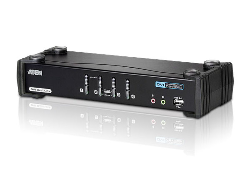 KVM переключатель ATEN 4-port, USB DVI DUAL Link,кабели в комплекте CS-1784A CS-1784A