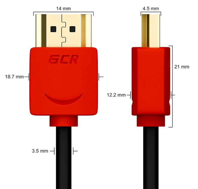 Кабель Greenconnect SLIM 1.0m HDMI 2.0, красные коннекторы Slim, OD3.8mm, HDR 4:2:2, Ultra HD, 4K 60 fps 60Hz, 3D, AUDIO, 18.0 Гбит/с, 32/32 AWG GCR-51213 GCR-51213