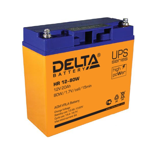 Батарея Delta HRW, UPS-серия 12В, 20Ач HR 12-80 W HR 12-80 W