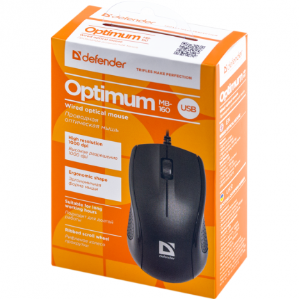 Мышь Defender Optimum MB-160, 1000dpi, USB, черная (52160) 52160 #2